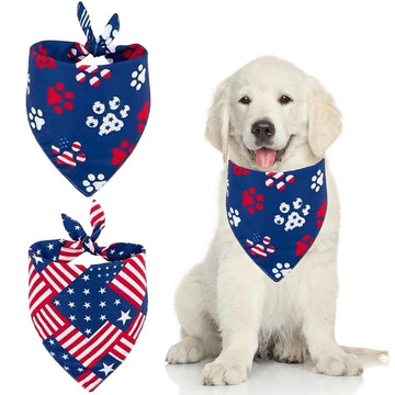 GeRRiT 2 Pack 4th of July Dog Bandanas American Independence Flag Dog Bandana Holiday Festival Accessories for Small Medium Large Dogs and Cats Blue1