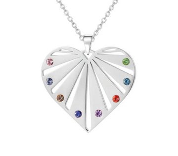 Heart Pendant with Birthstone Engraving Necklace